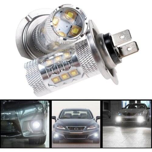 2X H7 80W 6000K CREE Chip LED Pure White FogTail Driving Headlight Car Lamp Blubs 12V