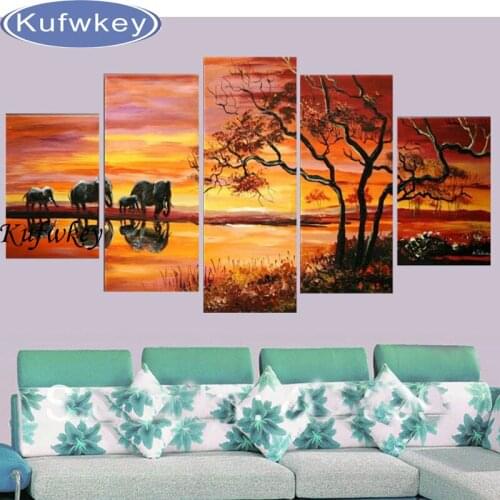 5 pcs,Full,Diamond Embroidery,Elephant,animals,scenic,5D,Diamond Painting,Cross Stitch,3D,Diamond Mosaic,diamond pattern