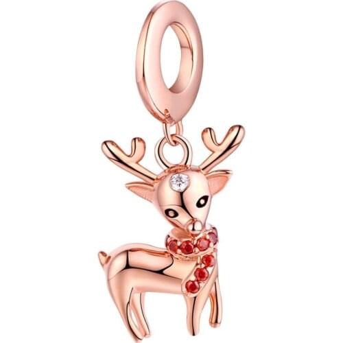 ANNA QUEEN Christmas Elk Deer Reindeer Dangle Charm Fit Charm Bracelet & Necklace Original Jewelry