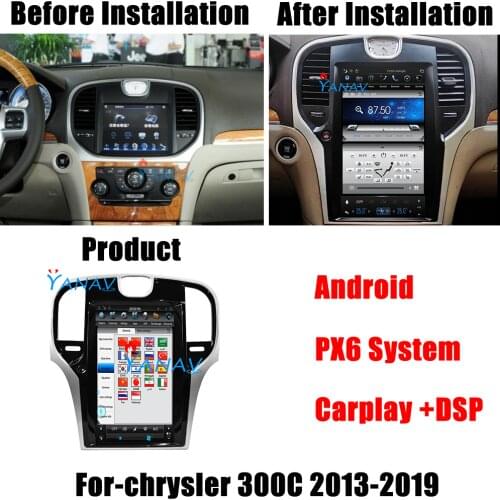 13.3inch Android Vertical Screen Head Unit Car Radio For-Chrysler 300C 2013-2019 GPS Navigation Car Stereo Multimedia DVD Player