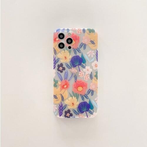 Crystal Flower Pattern Case for iPhone 12 Pro Max Back Phone Cover for 12 Mini 11 Pro Max X XS XR 8 7 Plus SE 2020 Capa