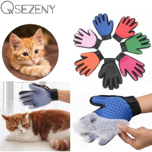 Pet Dog Cat Grooming Cleaning Brush Gloves Effective Deshedding Back Massage Rabbit Animal Bathing Hair Removal Gloves Dog Comb