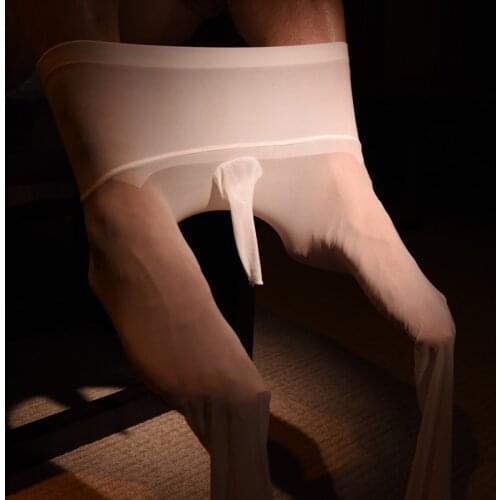 Sexy Men 360 Seamless COCKring Stockings Pantyhose Gloosy Shiny U Convex Pouch Sexy Tight Stocking Sheer Gay Wear Plus Size F22