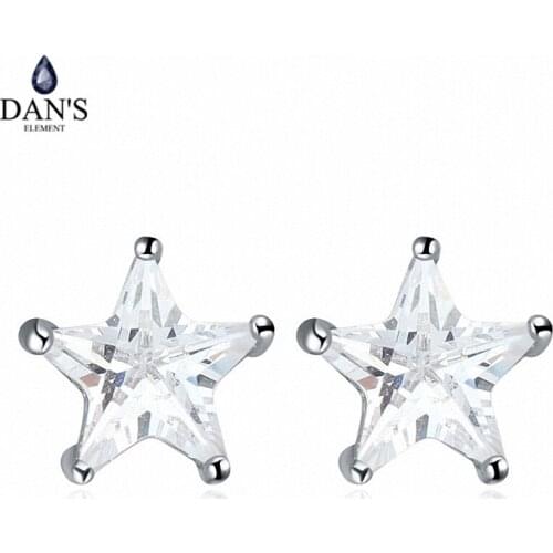 DANS ELEMENT New Sales AAA Zirconia Micro Inlays White Gold Color Star Earrings For Women Valentines Gift 111285white