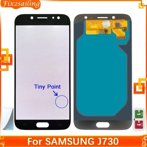 For Samsung Galaxy J7 Pro 2017 J730 J730F With Tiny Point LCD Display Super AMOLED Touch Screen Assembly Replacement Tempered
