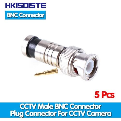 HKIXDISTE Hot sale ,5Pcs/lot BNC Connector BNC To RG59 Male Comprassion Coax Connector ,free shipping