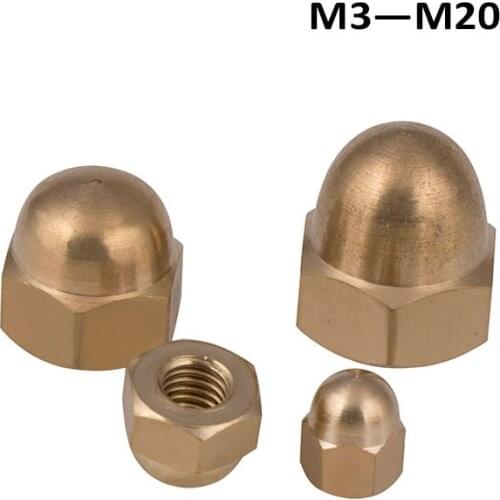 M3 M4 M5 M6 M8 M10 M12 M14 M16 M18 M20 Brass Acorn Nuts Cap Hex Nuts Decorative Dome Head Cover Semicircle