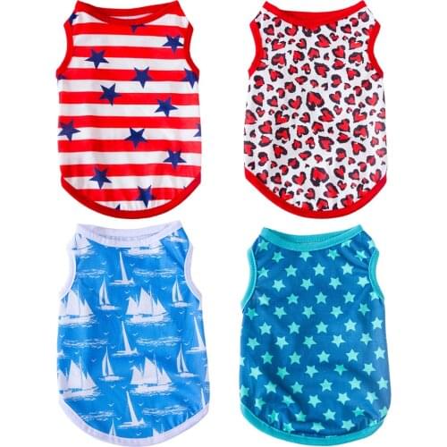 Miflame Small Dog Shirts Summer Dog Clothes Stars Printed Puppy Sleeveless Pomeranian Spitz Vests Cute Pet T-shirts Dog Supplies