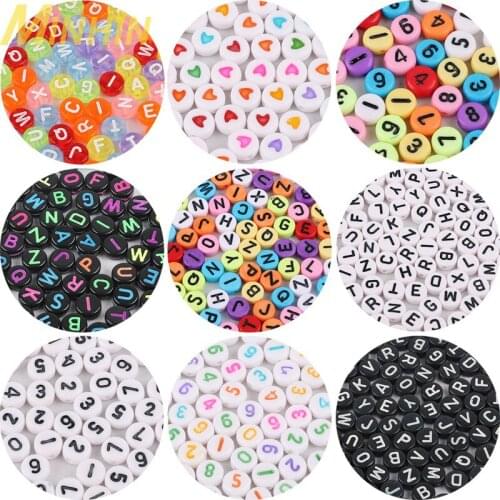 MINHIN 100pcs/lot 4x7mm Mix Color Acrylic English Alphabet Round for Jewelry Making Kid DIY Loose Spacer Beads