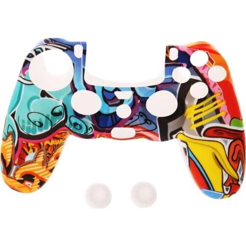 Multicolor Style Silicone Gamepad Cover Case + 2 Joystick Cap For PS4 Controller 100% brand new and high quality
