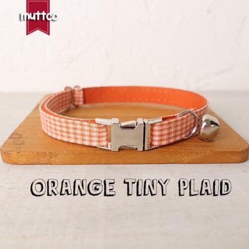 MUTTCO Retailing lovable self-design personalized cat collars ORANGE TINY PLAID handmade collar 2 sizes UCC105