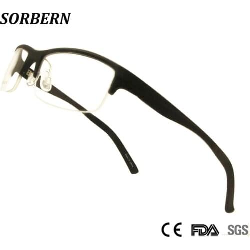 SORBERN Eyeglasses Plastic Titanium TR90 Light Frames Classic Wrap Sports Style Eyewear Men Plain Eye Glasses Prescription Lens