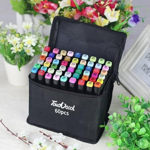 Touchcool12/24/30/40/60/80 Colors Pen Marker Set Dual Head Sketch Markers Brush Pen For Draw Manga Animation Design Art Supplies