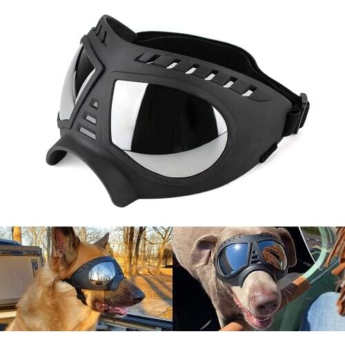 Dog Goggles Large Breed Dog UV Sunglasses Windproof Snowproof Dog Glasses for Long Snout Dogs, Soft Frame, Flexible Adjustable