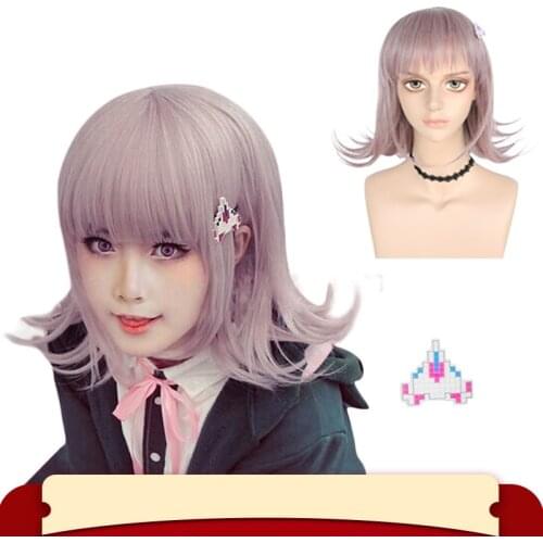 Super DanganRonpa Nanami ChiaKi Wig with Free Headwear Cosplay Costume Dangan Ronpa Heat Resistant Synthetic Hair Women Wigs