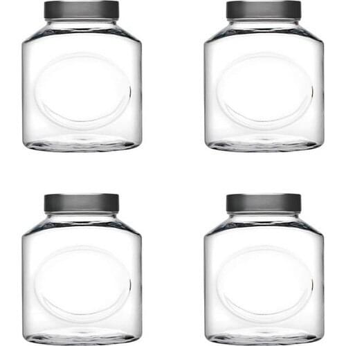 Pasabahce 80393 Metal Ellipse With Lid Jar 1000 Cc. -4 pcs