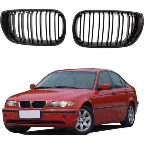 1 Pair Car Style Gloss Black Kidney Front Grilles for BMW E46 3 Series 4 Door 318I 320I 325I 330I 2002-2005 N13