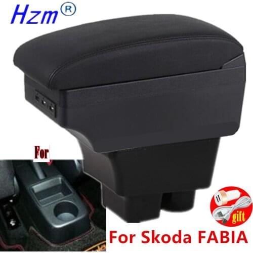For Skoda Fabia Roomster armrest box Interior Parts special Retrofit parts Car Armrest Center Storage box USB LED