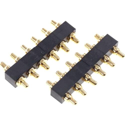10pcs Spring Loaded Pogo Pin Connector 6 Position Double Actions 2.54 Grid 6.6mm Height Mount Parallel Circuit Boards Dual Head
