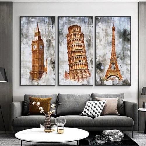 Retro Golden Tower Canvas Poster and Prints Abstract Oil Painting On The Wall Art Decoration Picture For Living Room Home Cuadro