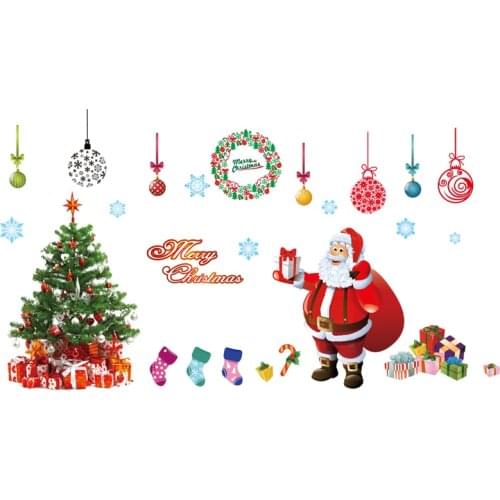 Merry christmas wall stickers home decor living room windows pvc wall decals diy mural art decoration