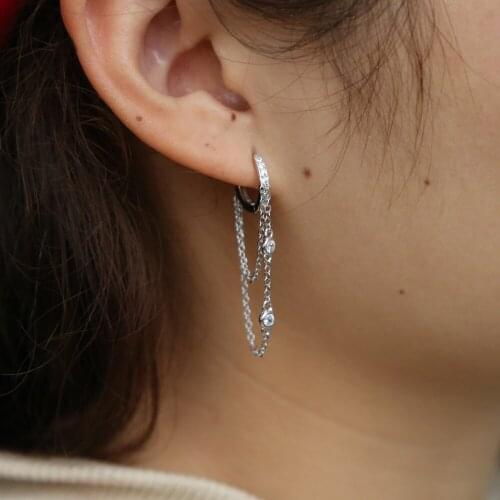 Silver gold color 925 sterling silver tassel chain elegance gorgeous fashion fine earring