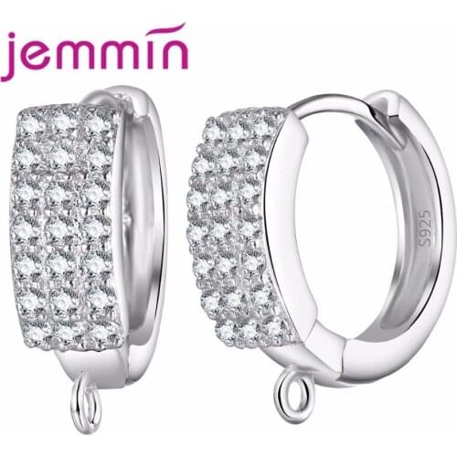 New Design Women Hoop Earrings Accessories Inlaid White Crystal for Earrings Making Hot 925 Sterling Silver Jewelry