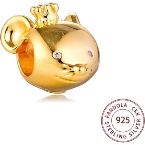 CKK 925 Sterling Silver Shining Rat Charms Fits Original Bracelet Women Beads for Jewelry Making kralen