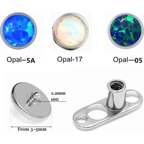 G23titan Titanium Fire Opal Micro Dermal Piercings Dermal Anchor Under Skin Ear Eyebrow Piercing Body Jewelry