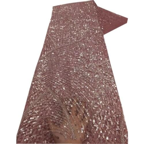 SJ Lace African Handmade Beaded Lace Fabric 2021 Embroidered French Nigerian Lace Fabrics Bridal High Quality Lace Sewing x3-74