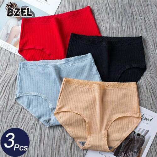 BZEL 3Pcs/lot Cotton Women Underwear Solid Panties for Girl Underwear Seamless Briefs High Waist Soft Comfortable Lady Lingerie