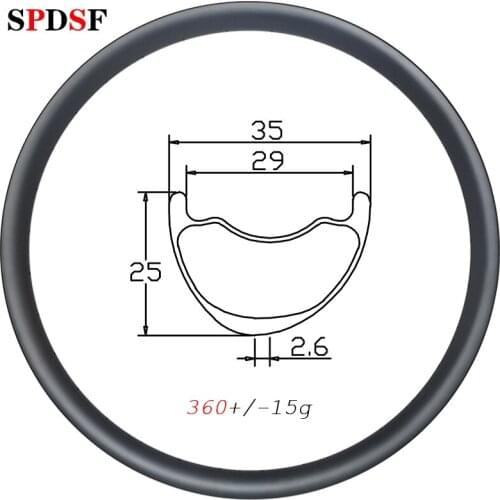 29er 360g MTB XC 35mm Asymmetric carbon rim clincher tubeless disc 25mm deep UD matte glossy 24H 28H 32H 36H 29'' mountain wheel