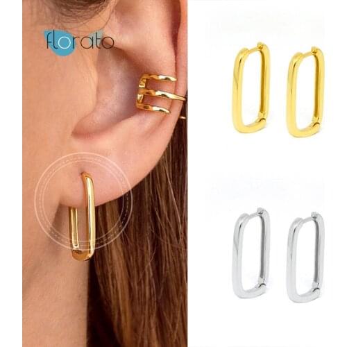 925 Silver Ear Buckle Hoop Earrings Trendy Vintage U Shape Around Circle Huggie Earring For Women Girls bijoux femme joyeria