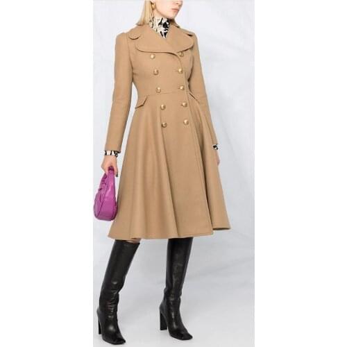 Doll Collar Winter Coat For Women Fashion Elegant Double Breasted Skirt Style Drape Woolen Overcoat Black Camel Ladies Coats New