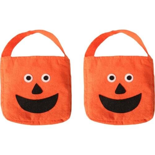 1pc Halloween Candy Bag Party Kids Pumpkin Trick Or Treat Tote Bags Candy Storage Bucket Portable Gift Basket