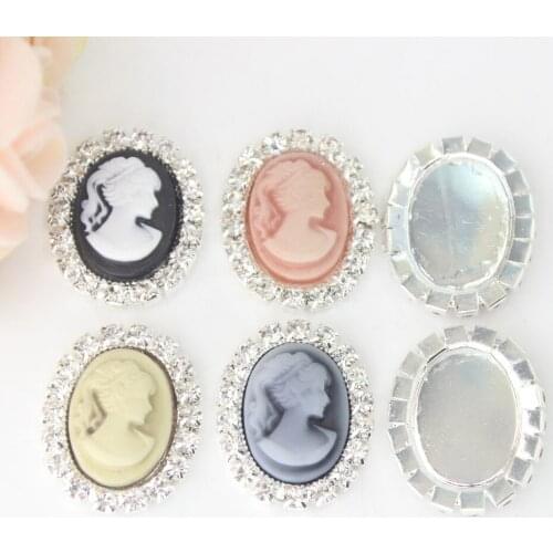 2018 Hot Sale Limited 25mm Cameo Sewing Flatback Embellish Diy Hair Interspersed Artificial Button Shiny Wedding Accessories