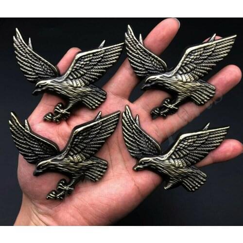 4pcs 3D Bronze Metal Eagle Hawk Logo Car Trunk Rear Emblem Badge Decal Sticker