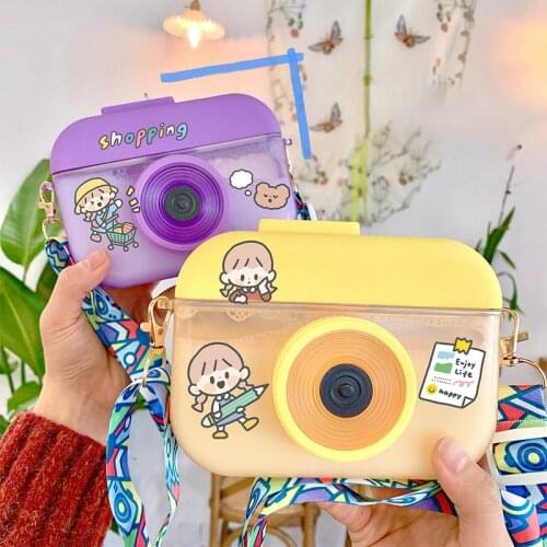 400ml Cartoon Camera Drink Water Straw Bottle Cup Plastic Ttle for Baby Kids Children Student Boy Girl Creative Gift Wholesale