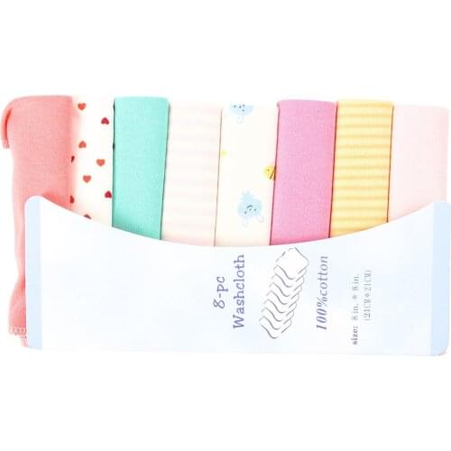 8PCS Soft Cotton Baby Newborn Shower Bath Towel Feeding Wipe Wash Cloth