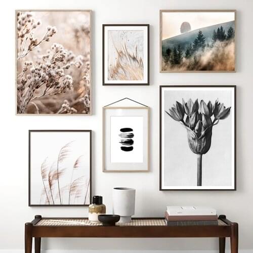 Abstract Lines Autumn Forest Nature Reed Leaf Posters And Prints Wall Art Canvas Painting Wall Pictures For Living Room Decor