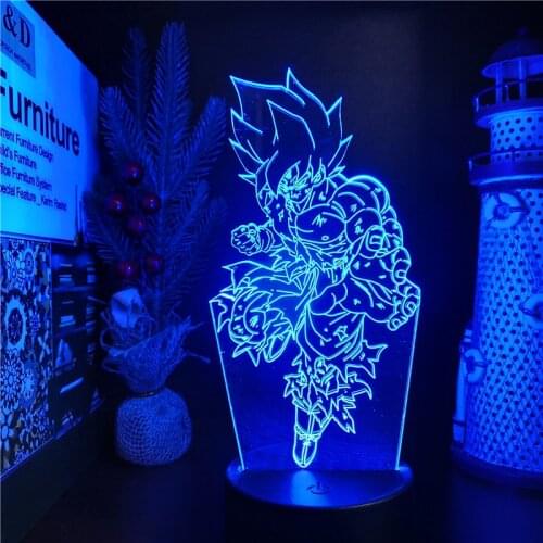 Dragon Ball Z Anime 3D Night Lights Son Goku Super Saiyan Lamp for Kids Decor Bedroom Xmas Gift Gokou Colorful Lighting Lampara