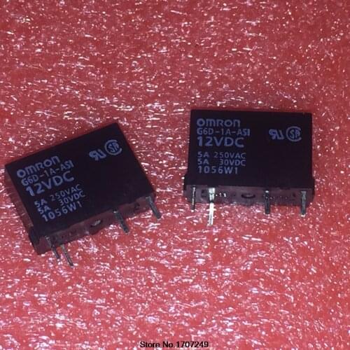 Free Shipping new original Omron relay 10pcs/lot G6D-1A-ASI-12VDC G6D-1A-ASI-DC12V G6D-1A-ASI-12V G6D-1A-ASI 12VDC 5A 4Pin