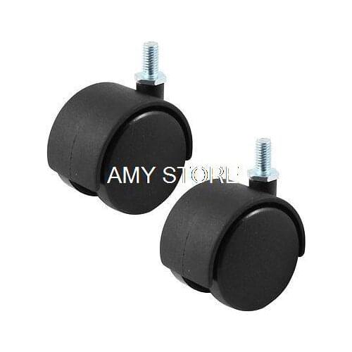 50mm Dia Dual Wheel Office Chair Cart Trolley Swivel Caster Black