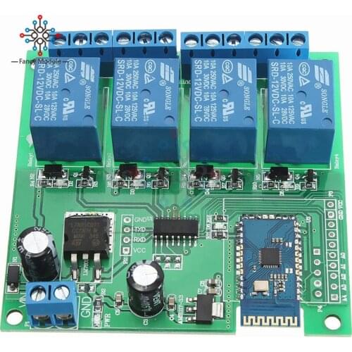 DC 12V 4CH Bluetooth Relay Module for Android Mobile Remote control Switch for Motor LED Light