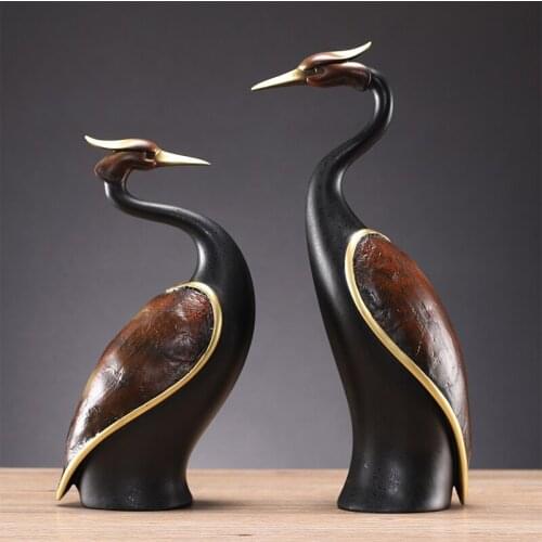 EUROPEAN RETRO CRANE STATUE CREATIVE ANIMAL LIVING ROOM OFFICE CABINETS ORNAMENTS HOME DECORATION RESIN CRAFTS DISPLAY R4064