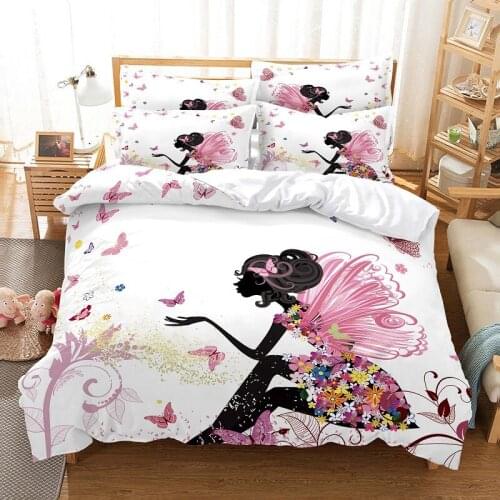 Pink Butterfly Girl Bedding Duvet Cover Set 3d Digital Printing Bed Linen Fashion Design Comforter Cover Bedding Sets Bed Set