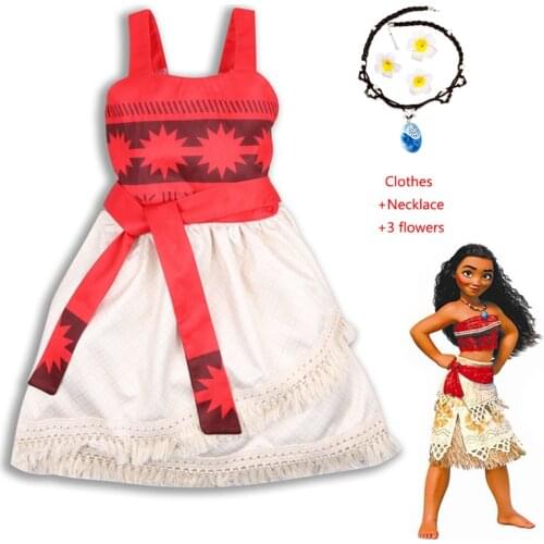 Hot 2019 Baby Girl Princess Moana Dress Cosplay Vaiana Costume for Children Clothes Girls Cartoon Party Dresses for Costumes