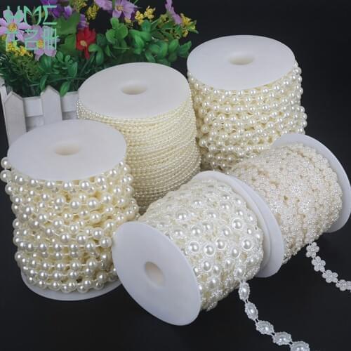 2-10m/bag Multi Size ABS Imitation Pearl Beads Chain Trim for DIY Jewelry Findings Craft Accessories Wedding Party Decoration