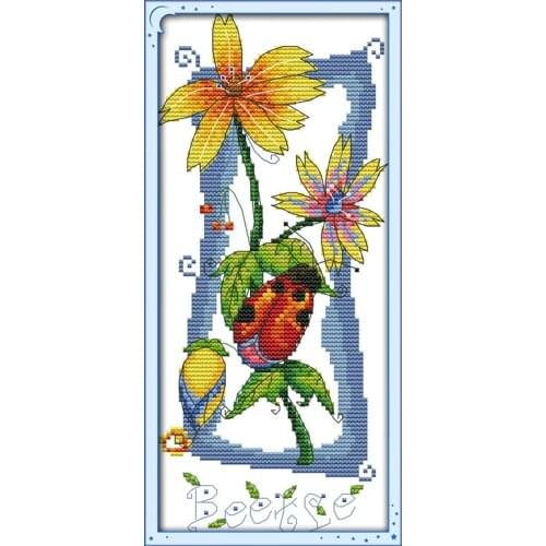 Joy Sunday Animal Style Sound of Flowers pattern DIY Needlework Handmade Stamped Modern Cross Stitch Kits Home Ornament for Kids