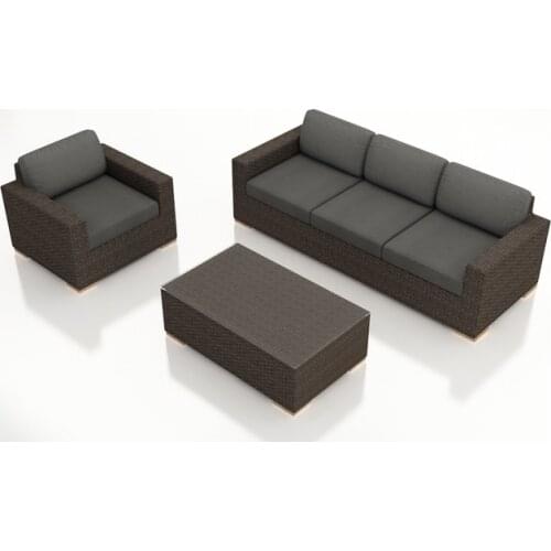 All Weather Outdoor 3 Piece Wicker Furniture Sofa Set